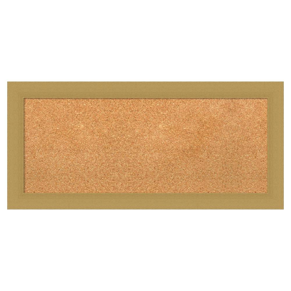 Amanti Art Grace Brushed Gold Natural Corkboard 34 in. x 16 in. Bulletin Board Memo Board