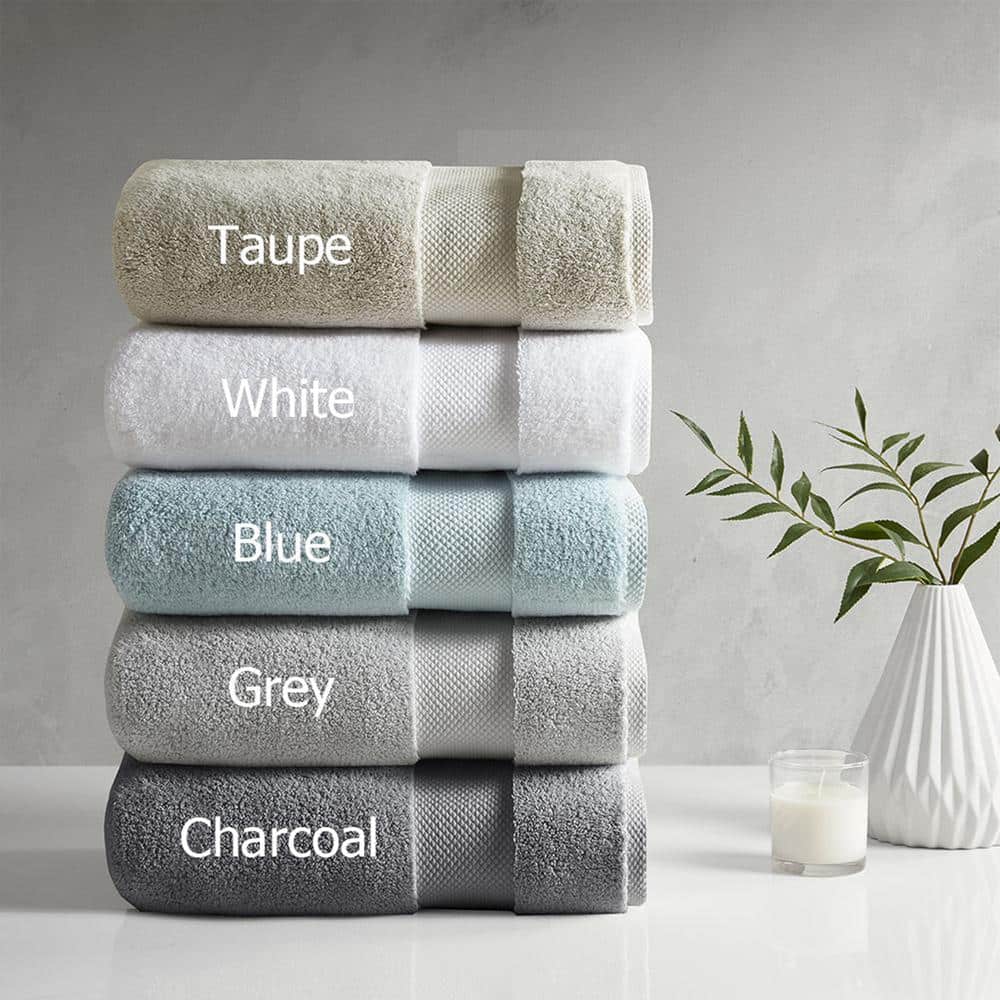 Oversized Soft Plush Gray Cotton Hand Towel Set