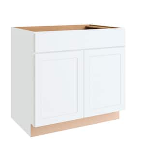 Courtland 36 in. W x 24 in. D x 34.5 in. H Assembled Shaker Sink Base Kitchen Cabinet in Polar White