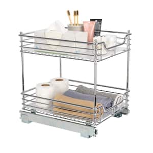 14.5 in. Dual Slide 2-Tier Standard Organizer in Chrome with White Liner
