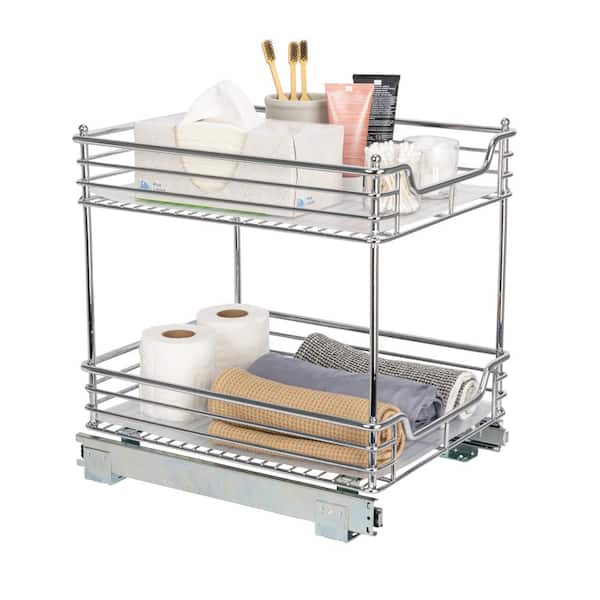 Unbranded 14.5 in. Dual Slide 2-Tier Standard Organizer in Chrome with White Liner