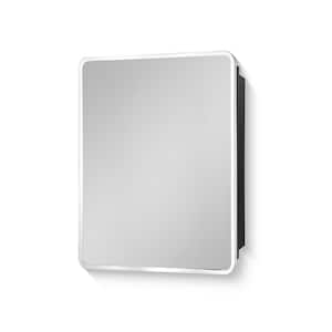 24 in. W x 30 in. H Rounded Corner Rectangular Black and Silver Iron Recessed/Surface Mount Medicine Cabinet with Mirror