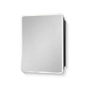 20 in. W x 28 in. H Rounded Corner Rectangular Black and Silver Iron Recessed/Surface Mount Medicine Cabinet with Mirror