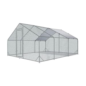 Anky 77 in. H x 119 in. W x 237 in. D Metal Poultry Fencing, Large Galvanized Steel Chicken Coop Poultry Cage in Silver