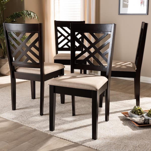 Caron Sand Brown and Espresso Fabric Dining Chair (Set of 4)