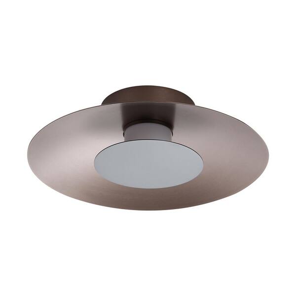 Golden Lighting - Luma 11.75 in. 12-Watt Soft Modern Coffee Silver Integrated LED Flush Mount with Graphite Shade