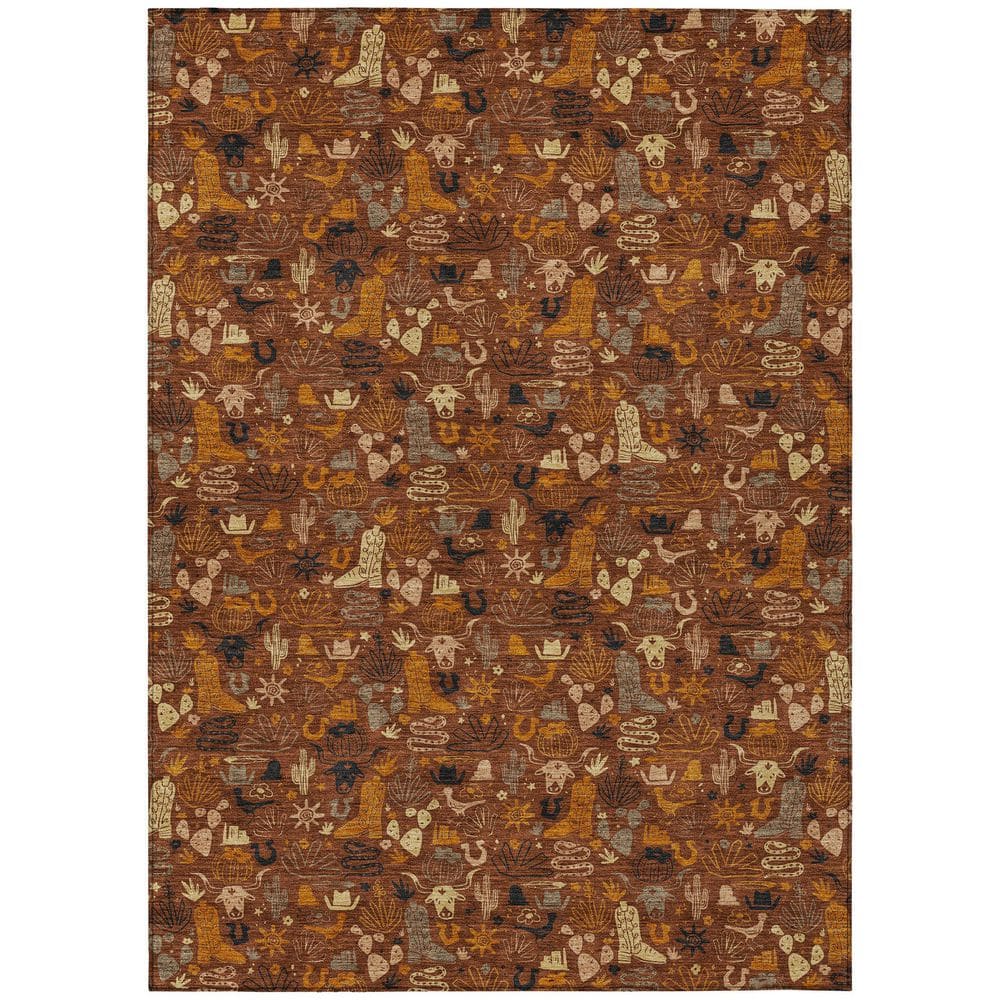 Chantille Machine Washable Indoor/Outdoor Abstract ACN2613 Brick 3 ft. x 5 ft. Area Rug price history on PriceWatchPro