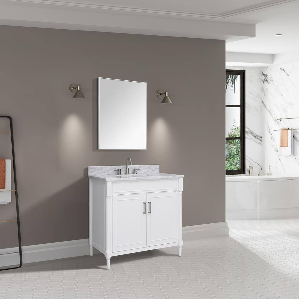 Selene 37'' Elegant White Single Freestanding Bathroom Vanity