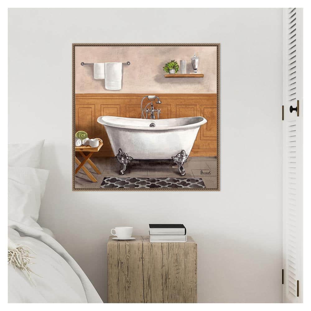 Serene Bath I White Clawfoot Bathtub Canvas Art Print