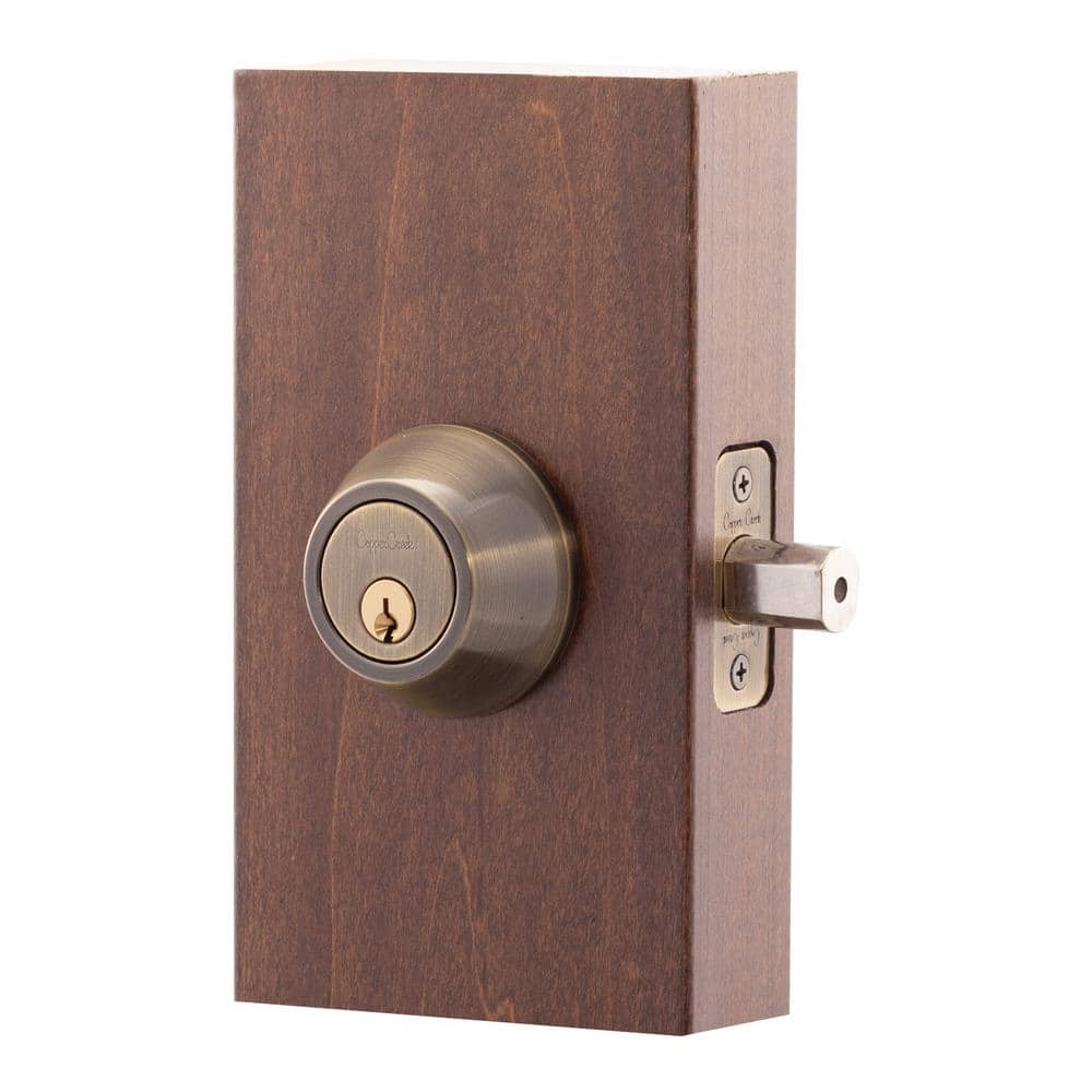 Antique Brass Single Cylinder Deadbolt with Solid Brass Cylinder