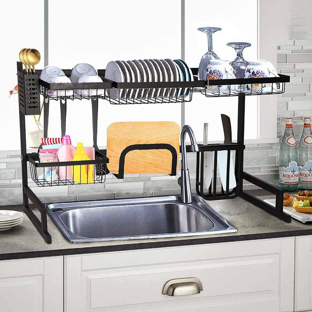 MAJALiS Stainless Steel Dish Drying Rack With Drain Board - Large Anti-Rust Kitchen Counter Organizer