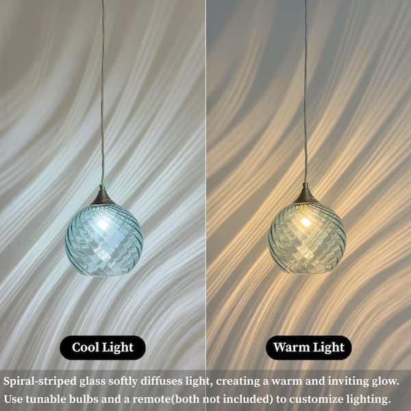 Jasslynn 40W 1 Light Brushed Nickel Pendant with Globe Glass Shade 7.87 in. Modern Island Pendant Light No Bulb Included