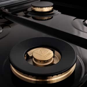 Autograph Edition 48 in. 7 Burner Double Oven Dual Fuel Range in Stainless Steel and Champagne Bronze