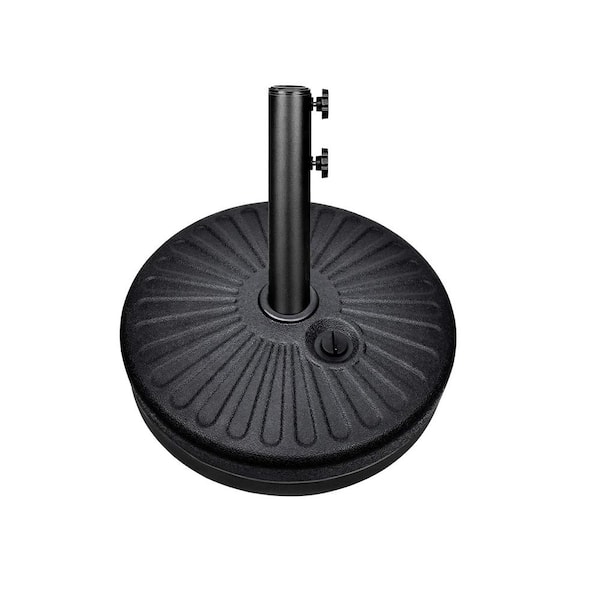 COOLSHARK Patio Umbrella Base with Heavy Duty Steel Holder Water Filled Stand for Outdoor, Lawn, Garden, Round 20 in (Black)