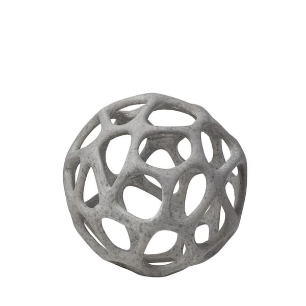 HomeRoots 6 in. Black Petite Light Gray Metal Hollow Orb Sculpture