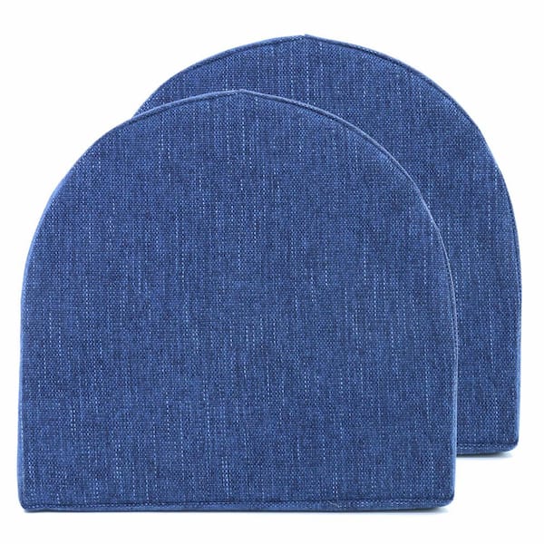 Sweet Home Collection High-Density Memory Foam 17 in. x 16 in. U-Shaped Non-Slip Indoor/Outdoor Chair Seat Cushion with Ties Navy (2-Pack)