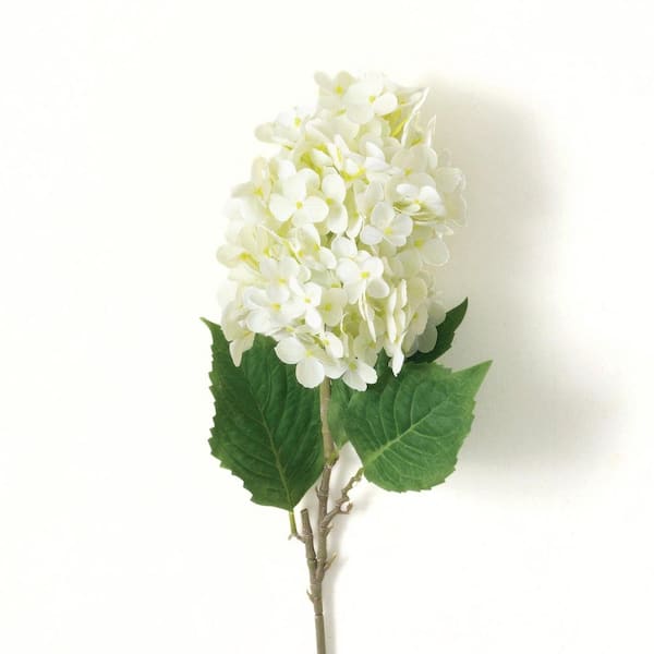 34 in. Ivory White Indoor Artificial Silk Cone Hydrangea Flower Spray