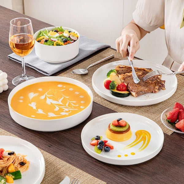 Saliv tableware collection 皿 10枚セット 白 MALACASA 16-Piece White Porcelain Dinnerware Set Service for 4