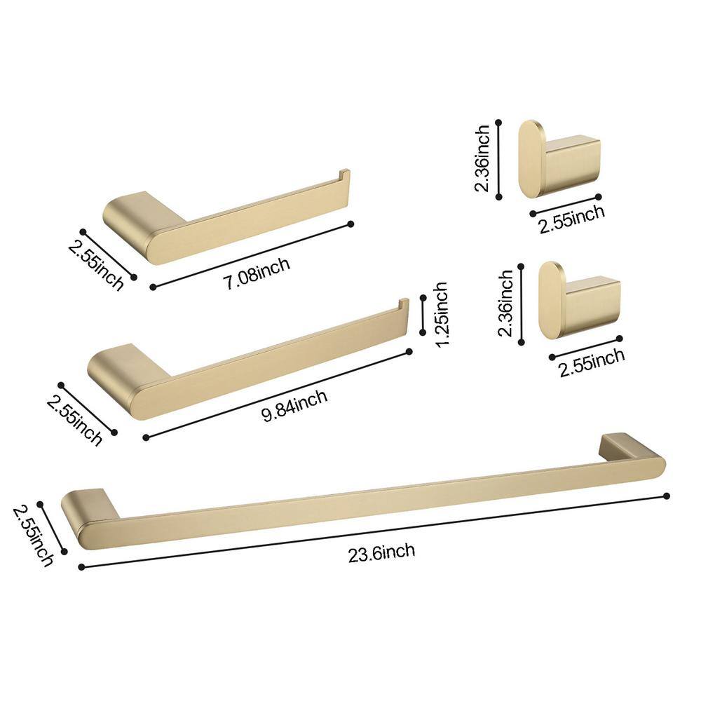 Brushed Gold 5-Piece Stainless Steel Bathroom Hardware Set