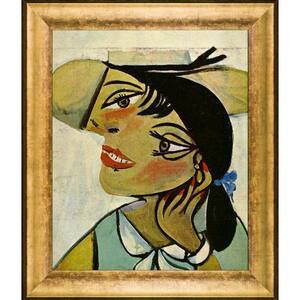 Portrait of woman in d`hermine pass (Olga) by Pablo Picasso Athenian Gold Framed Oil Painting Art Print 27 in. x 31 in.
