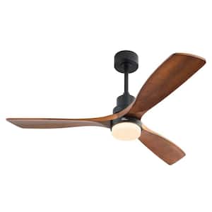 52 in. LED Indoor/Outdoor Dimmable Matte Black Smart Solid Wood Blade Ceiling Fan with 6-Speed Remote