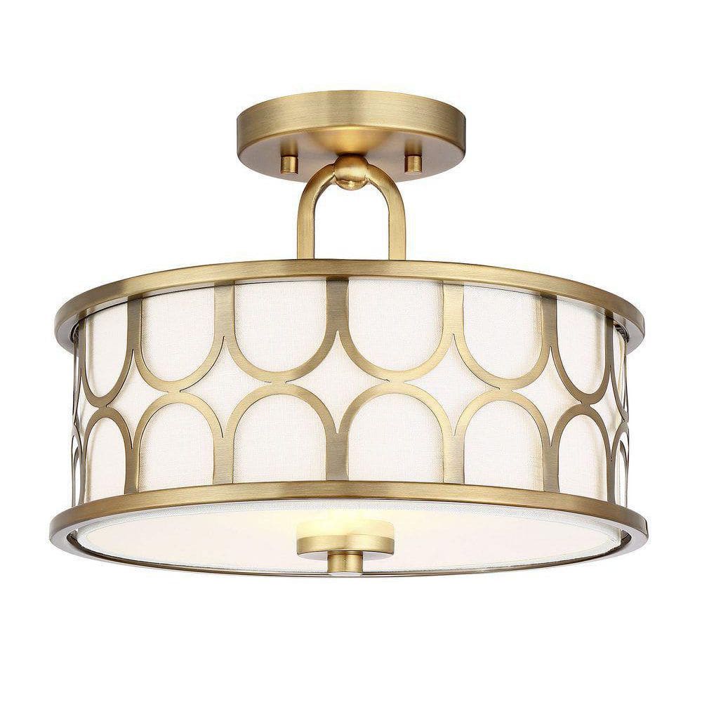 Courtland Geometric Brass & Glass Semi-Flush Ceiling Light