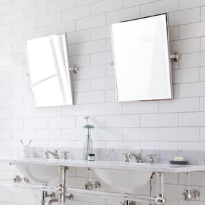 18 in. W x 24 in. H Frameless Rectangular Metal Bathroom Vanity Mirror in Chrome