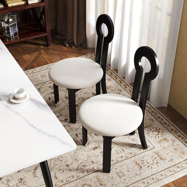 Magic Home (Set of 2) Modern Lambswool Sitting Cushion Dining Chair Desk Chair Furniture in Black