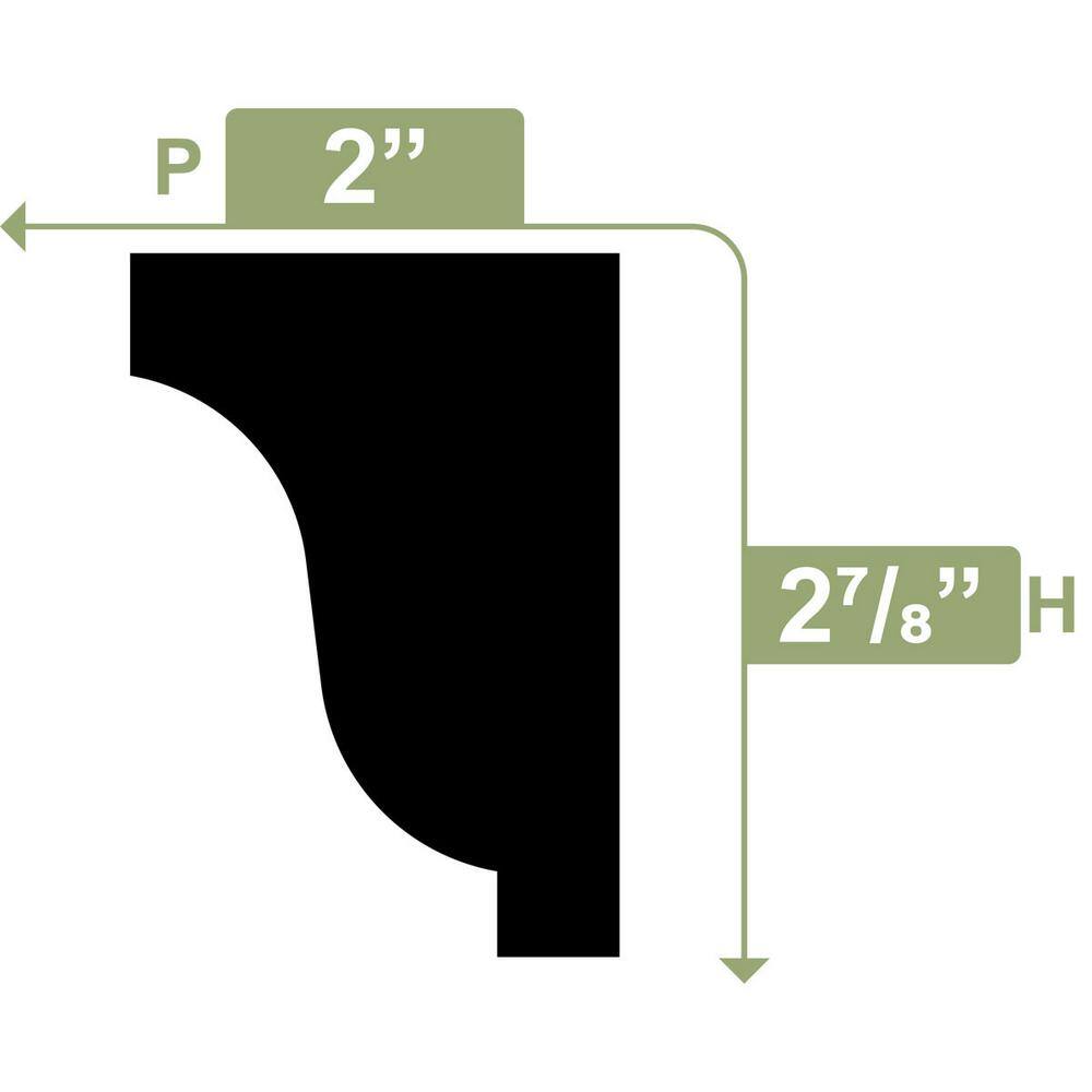 2-7/8" x 2" x 96" White PVC Baseboard Moulding