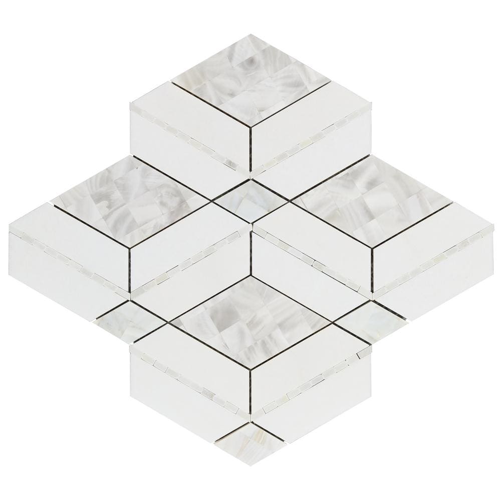 Spencer 10-inch White Polished Marble Mosaic Tile