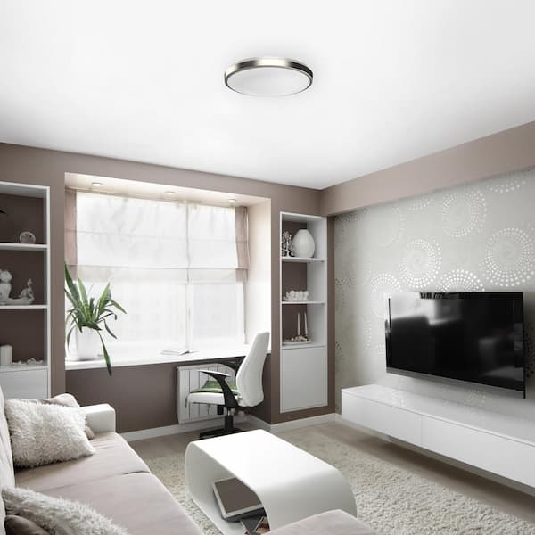10 in. Modern Ring Brushed Nickel LED Ceiling Light Fixture Flush Mount 4000K Neutral White For Kitchen or Bedroom
