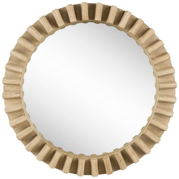 Mercana Medium Round Light Brown Modern Mirror (35.0 in. H x 35.0 in. W)