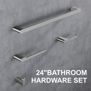 4-Piece Bath Hardware Set with Mounting Hardware Included in Brushed Nickel