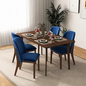 Beverly Mid-Century Modern Navy Blue Velvet Dining Chair Set of 2