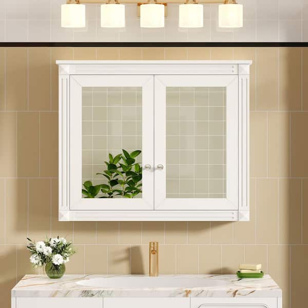 36 in. W x 28.7 in. H Rectangular MDF Medicine Cabinet with Mirror