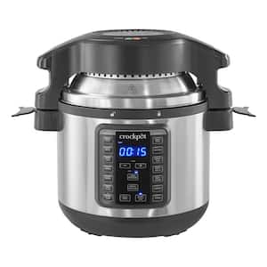 8-qt. Express Crock Programmable Slow Cooker and Pressure Cooker with Air Fryer Lid - Silver Stainless Steel