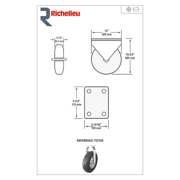Richelieu Hardware 1-1/4 in. (31 mm) White Fixed Plate Caster with 1200 lb.  Load Rating (2-Pack) F27652 - The Home Depot
