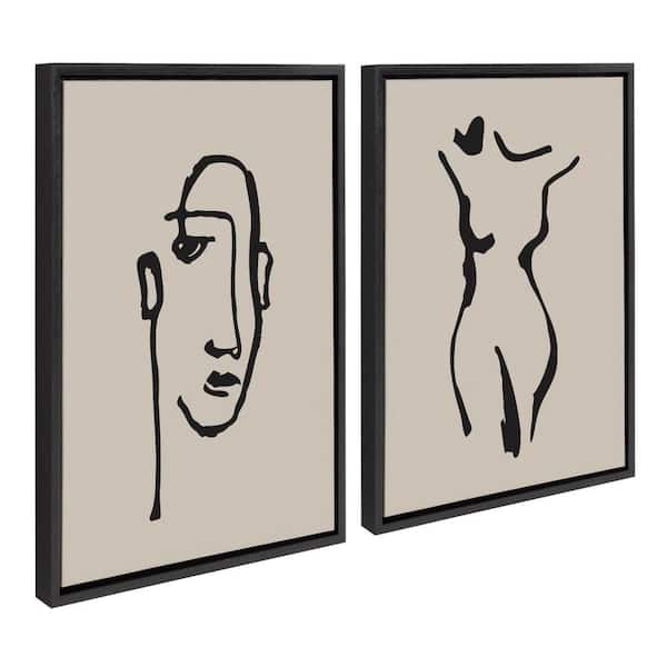 Kate and Laurel Sylvie Minimalist Neutral Line Art Drawing by the Creative Bunch Studio 2-Piece Framed Art Print 18 in. x 24 in.