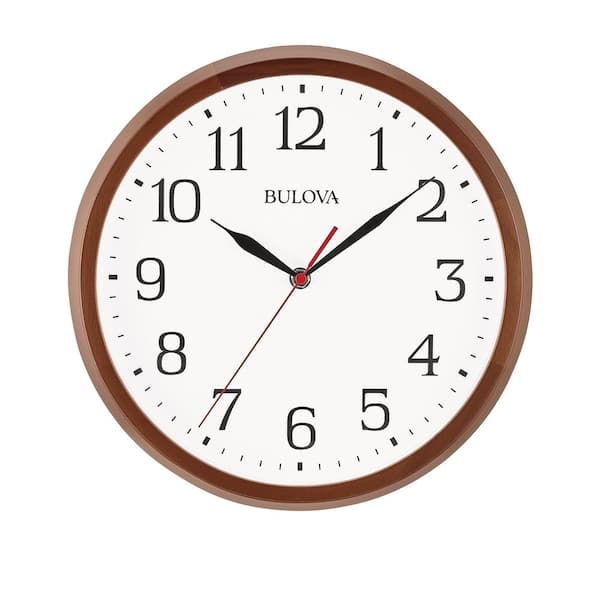Bulova 12 in. H X 12 in. W Round Wall Clock in a solid hardwood case