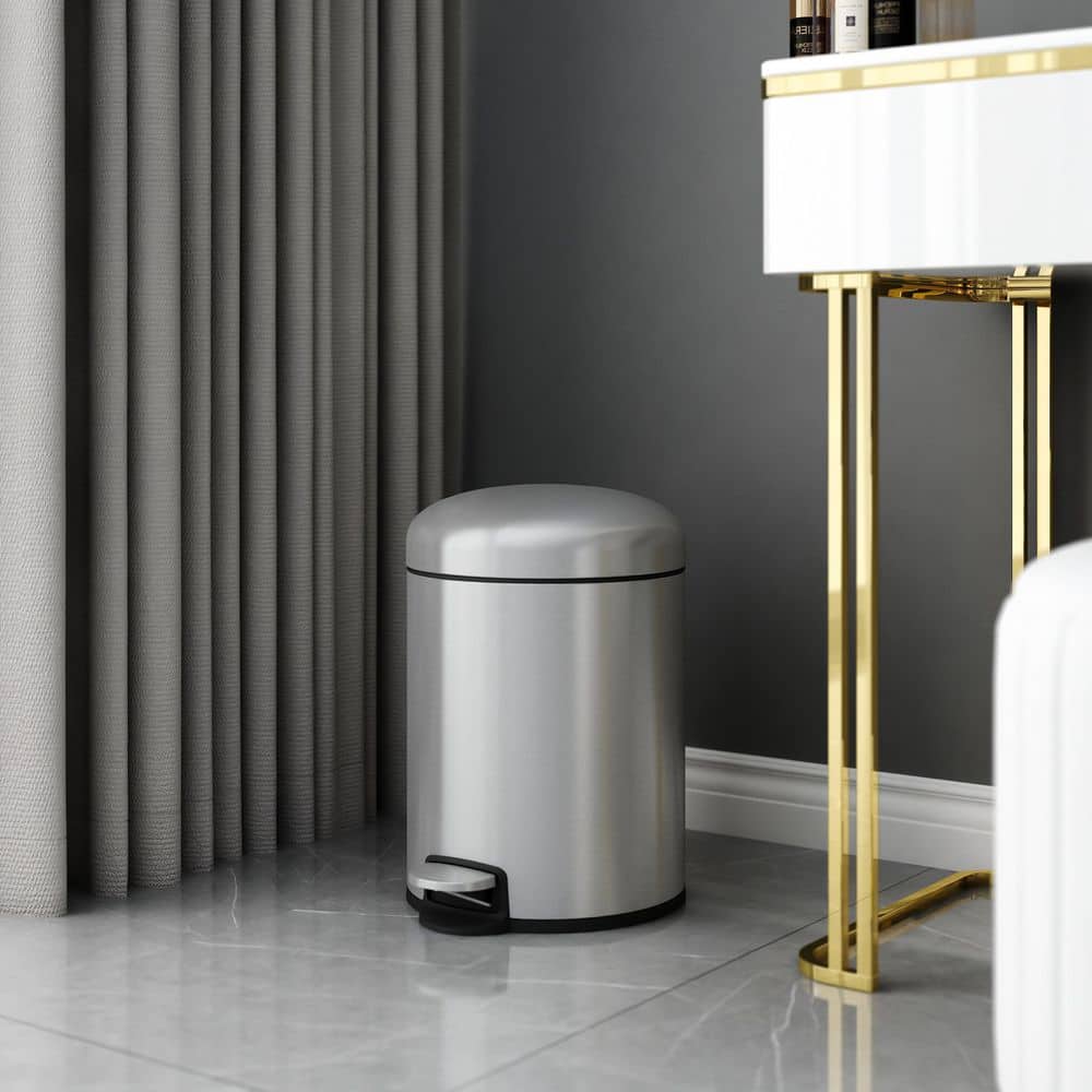 1.3 Gallon Brushed Stainless Steel Step Trash Can