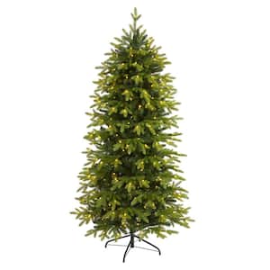 6 ft. Pre-Lit Belgium Fir Natural Look Artificial Christmas Tree with 300 Clear LED Lights