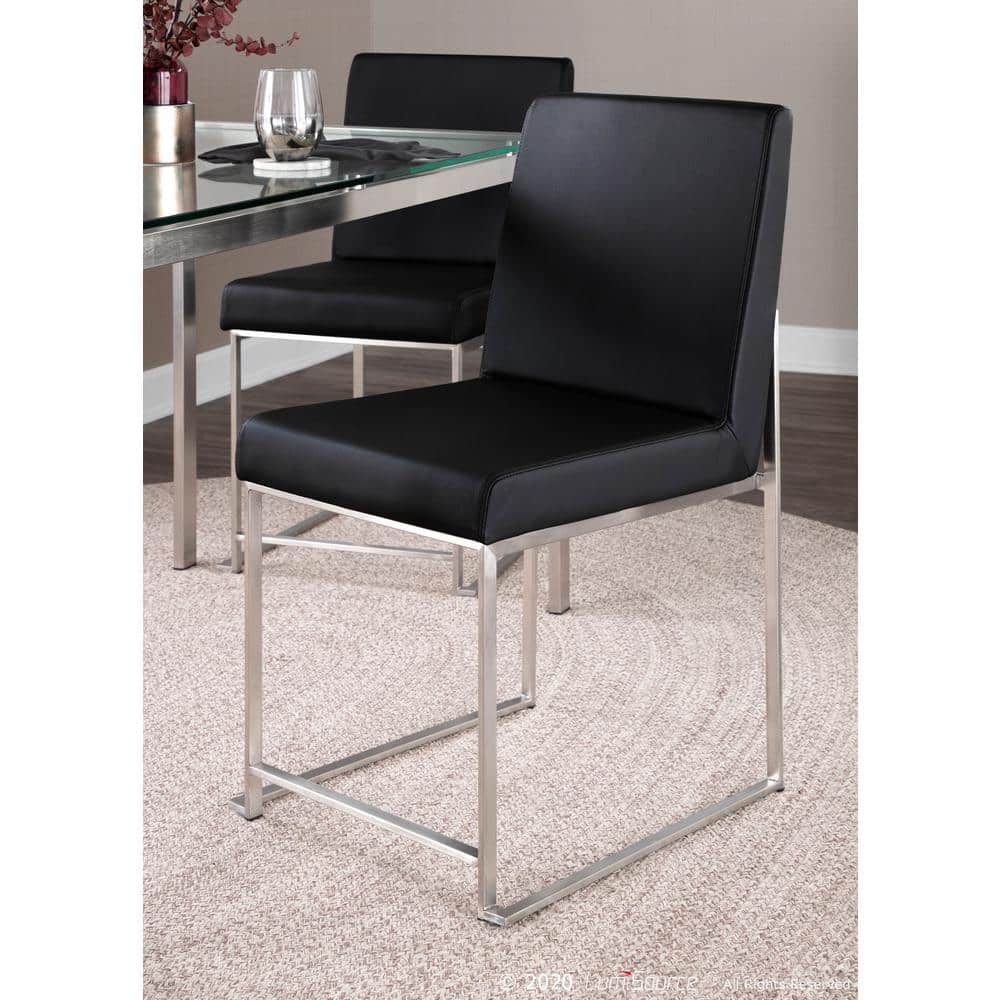 Fuji Contemporary High Back Faux Leather Dining Chair in Black