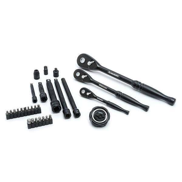 Husky - 1/4 in., 3/8 in. and 1/2 in. Drive 100-Position Universal SAE and Metric Mechanics Tool Set (105-Piece)