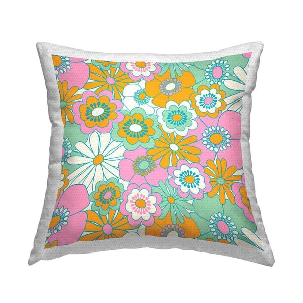 Stupell Industries Groovy Flower Pattern Outdoor Printed Throw Pillow by Carrie Cantwell