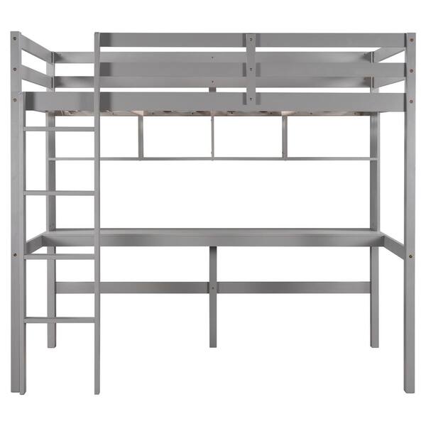 Qualler Gray Twin Size Loft Bed with Desk and Shelves BEW000401E - The ...