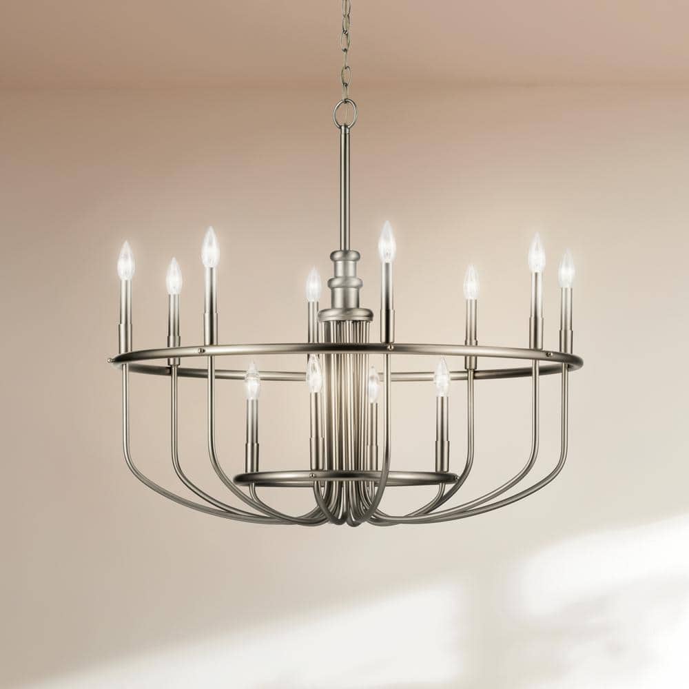 Capitol Hill Brushed Nickel 12-Light Candle Style Chandelier