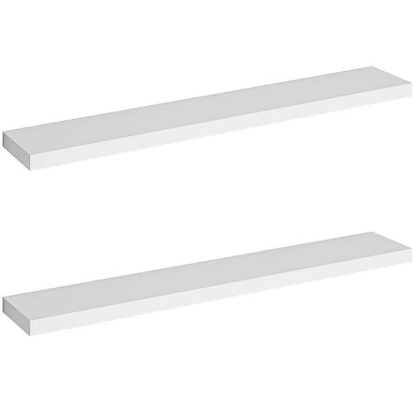 Unbranded 36 in. W x 5.7 in. D White Wood Decorative Wall Shelf, (Set of 2)