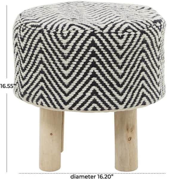17 in. Black Polyester Chevron Stool with Wood Legs