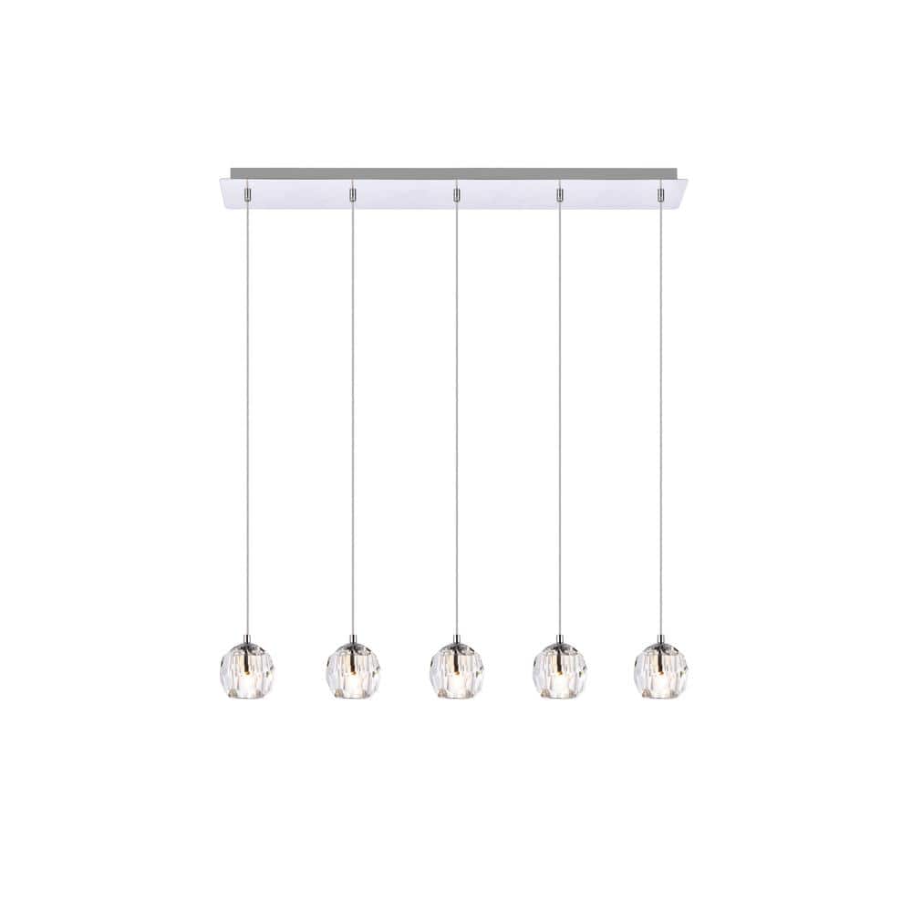 Timeless Home 32 in. L x 5.5 in. W x 3.7 in. H 5-Light Chrome with Clear Cr