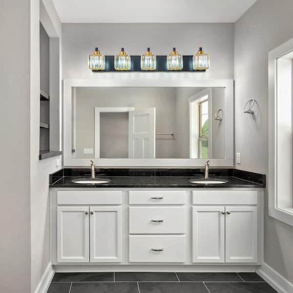 その他 Sugar Snow LLHZSY Schonbek 33.27 in. 5-Light Black and Gold Bathroom